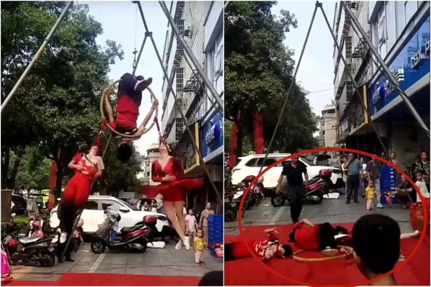 影/表演一半吊繩斷了…3雜技演員半空中狠墜落　「躺地痛苦哀嚎」年齡最大僅16歲