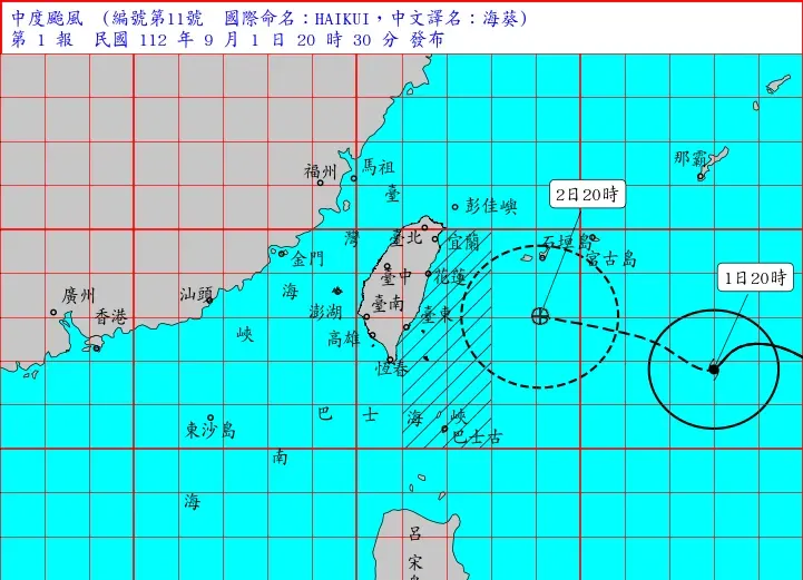 海葵颱風/20:30海警發布！鬼轉「穿心颱」花東登陸　全台雨彈炸2天