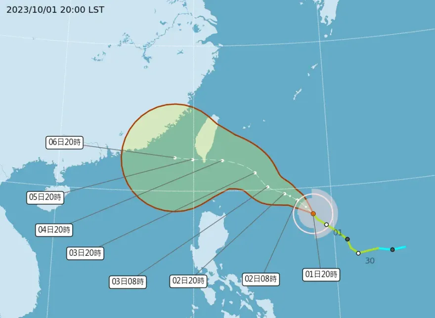 周二海陸警齊發！小犬晚間增強為中颱　周三、周四影響台灣最劇