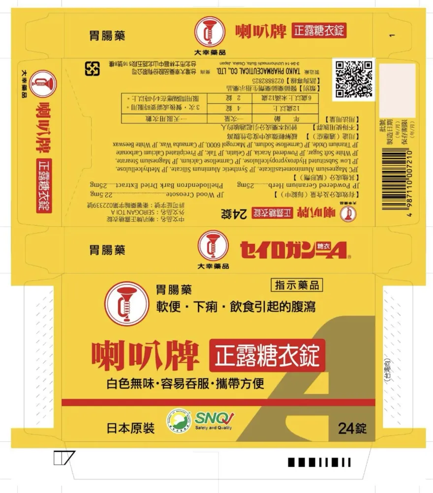 快訊/原料藥製程不符！日本進口腹瀉用藥「喇叭牌正露糖衣錠」回收逾37萬錠