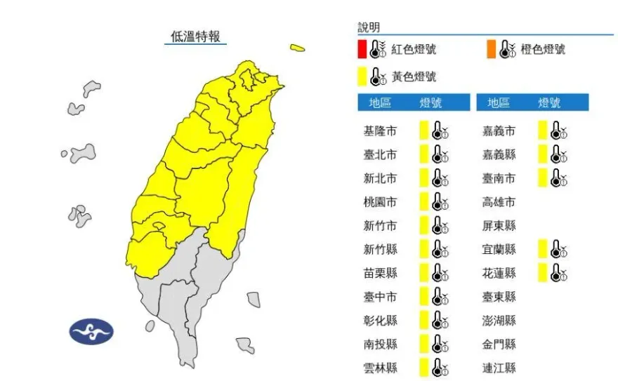 快訊/強烈大陸冷氣團報到！　「16縣市低溫特報」恐跌破10°C