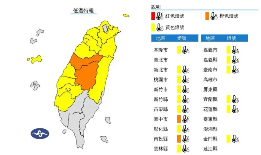 快訊/16縣市低溫特報！　台中、南投恐「下探6度」