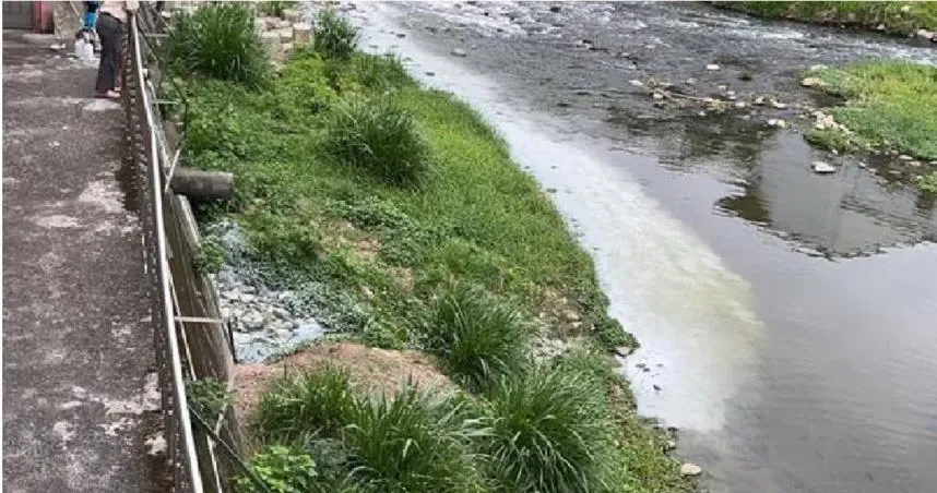 殘漆廢水亂倒！竹市客雅溪慘變「牛奶河」　環保局開罰撂重話