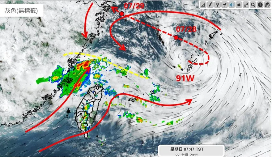 雨彈開炸！91W恐成颱「對台影響曝」　專家說話了