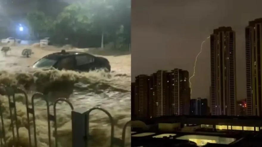 影/暴雨襲粵！肇慶大淹水傳民眾被沖走　深圳連環雷炸到失眠