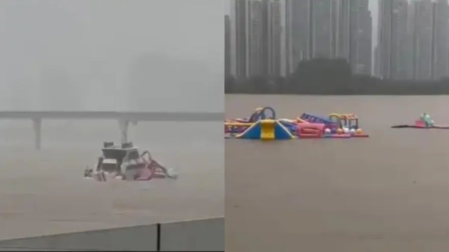 影/暴雨釀禍！開業3天就GG...廣東水上樂園被大水沖走