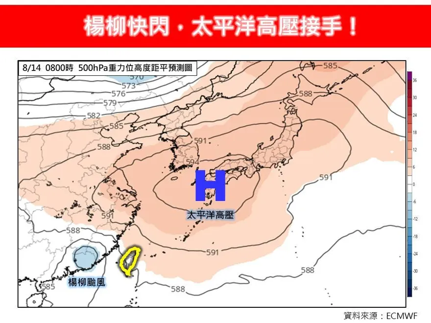 楊柳快閃「太平洋高壓接手」　林得恩：西半部防午後雷雨