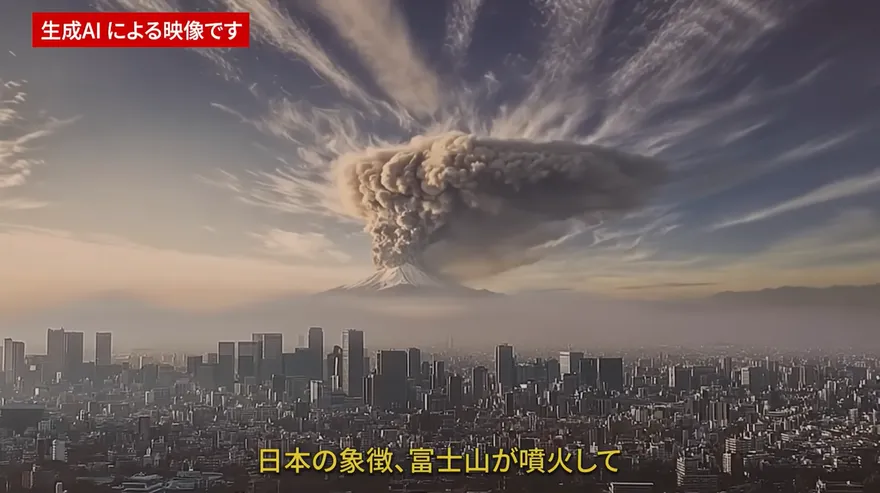 影/日本AI模擬「富士山爆發」影片公開　火山灰密布癱瘓東京