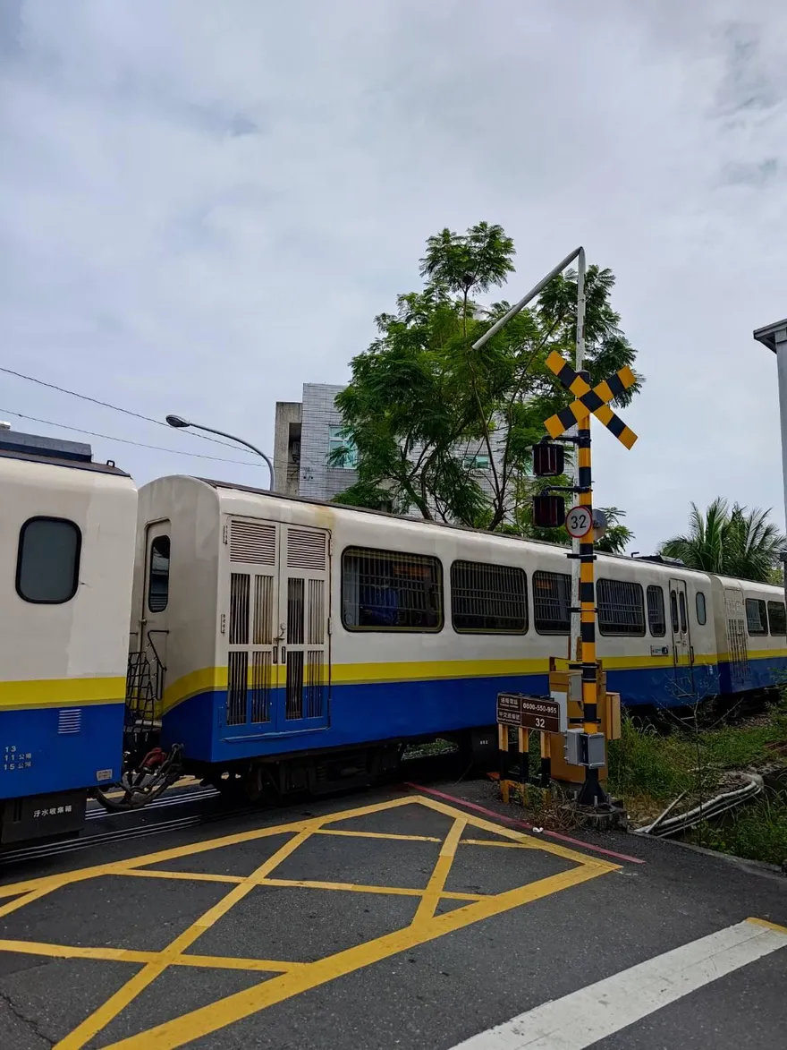 影/阿里山林鐵恐怖視角曝光！婦騎車恍神撞斷平交道柵欄　驚險閃過小火車