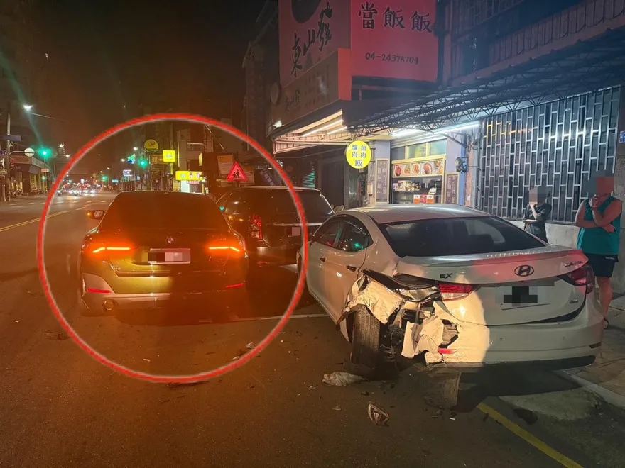 影/台中醉辣妹開BMW成「行動神主牌」！撞3車還衝上人行道