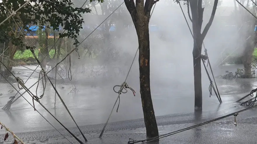 影/屏東萬丹泥火山噴發2米高　機具開挖引流閃開紅豆田