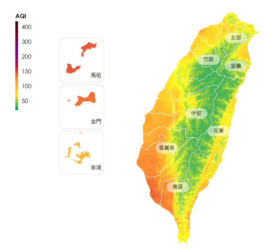 口罩戴起來！東北風挾帶污染物　31測站「空品亮橘燈」