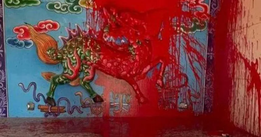 彰化百年「山壩福德宮」新廟剛建成　竟遭惡意潑紅漆