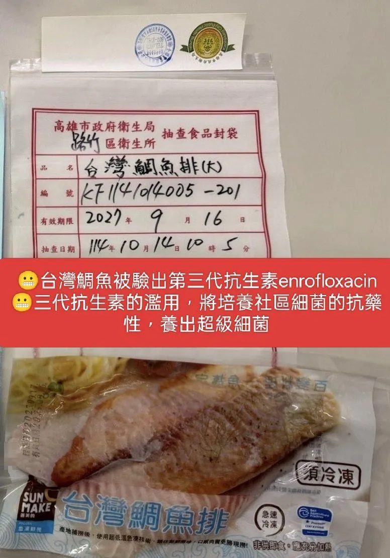 台灣鯛魚排驗出禁藥「恐養出超級細菌」　漁業署推測環境汙染所致