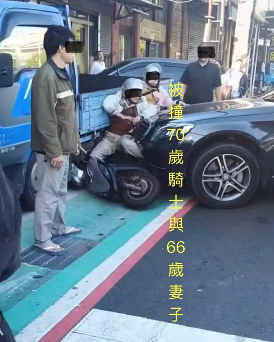 影/五股8旬翁疑低血糖衝撞　老夫妻遭「夾心餅」民眾合力救