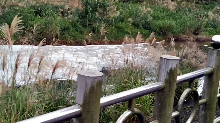 基隆暖暖溪冒大量白色泡沫　八堵抽水站緊急停抽追查源頭
