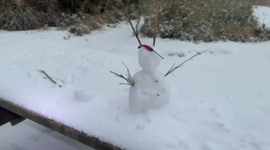 影/新達山也下雪了！今晨急凍-4度　民眾樂嗨堆雪人