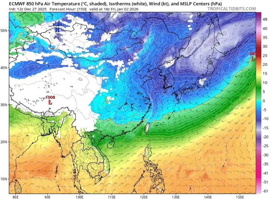還會更冷！0度線接觸台灣　鄭明典：1/2晚上有機會