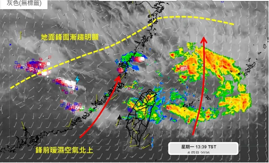 開工日再接雨彈！台南以北、大台北防雷雨　估炸雨到週三