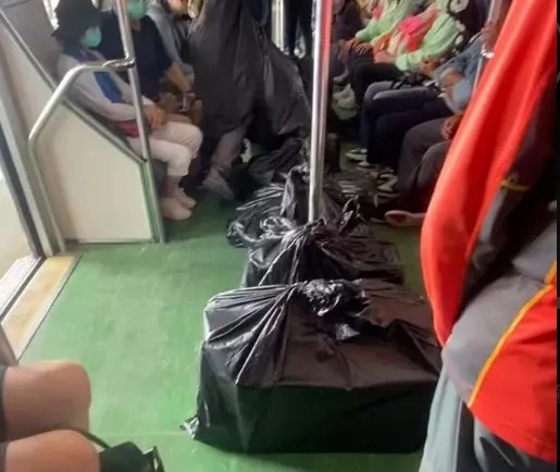 「黑袋魔人」8行李塞爆車廂癱瘓台鐵！大媽喊：不准碰我東西