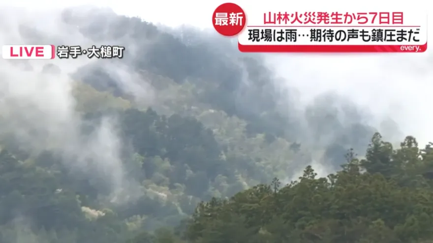 影/日岩手山火狂燒7天終獲控制　出動千名消防、料今晚降大雨