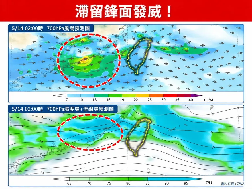 滯留鋒面發威！專家示警「對流列車效應」集中性降雨恐致災