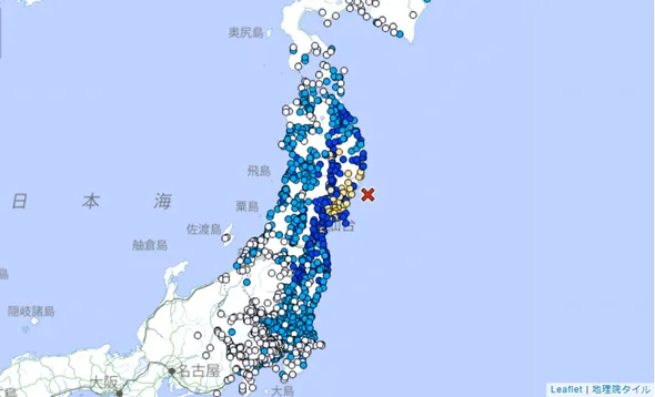 日宮城縣近海發生規模6.3地震　最大震度5弱