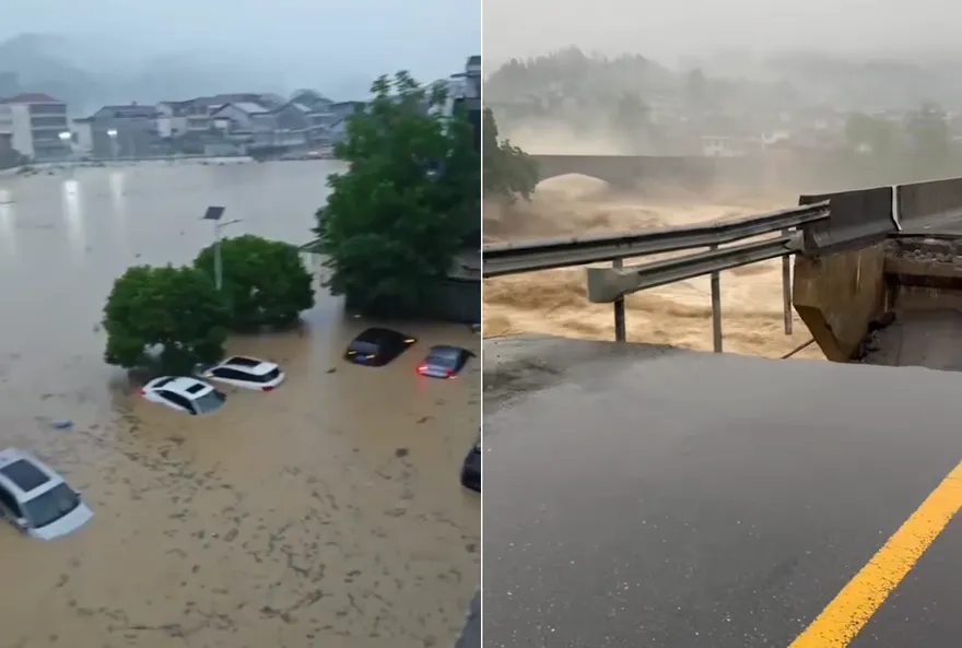 影/湖北湖南暴雨成災　房屋被淹倒塌、通訊中斷4死6失聯