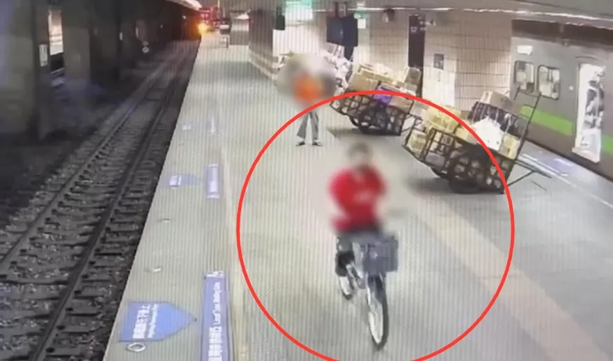 影/北市婦萬華車站月台騎單車　鐵警鎖定對象依法開罰