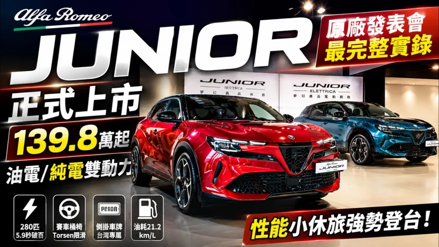 Alfa Romeo Junior正式登台！139.8萬油電、189.8萬純電同步開戰豪華小休旅市場