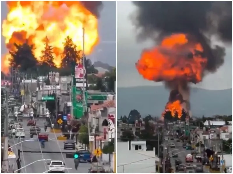 影/墨西哥油罐車驚傳爆炸！巨大火球直衝天際　疑載運偷竊燃料