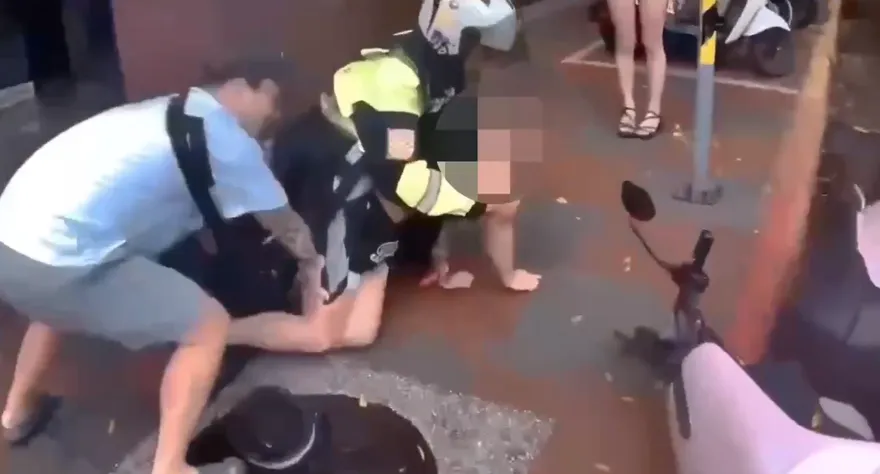影/三口家買飯遇警匪扭打　北市勇爸化身英雄助逮2條通