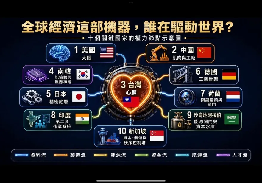 世界重新定位！謝金河曝驅動全球10國：台灣是心臟