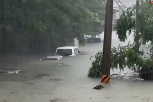 影/怵目驚心！高雄大寮滯洪池周邊成汪洋　整排轎車慘遭滅頂