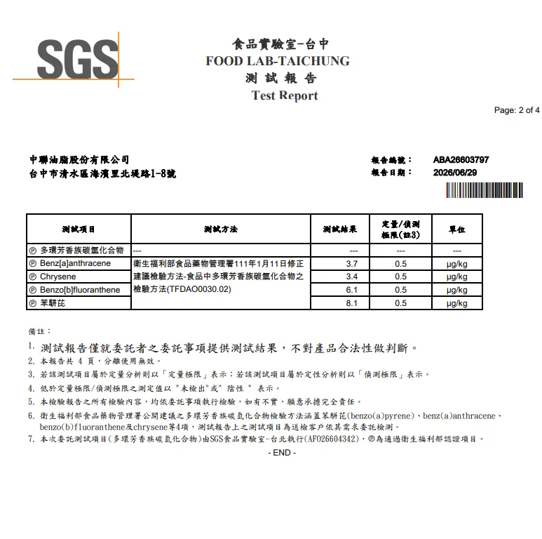 不只苯駢芘超標！中聯大豆油檢驗報告再揪出「3致癌物」