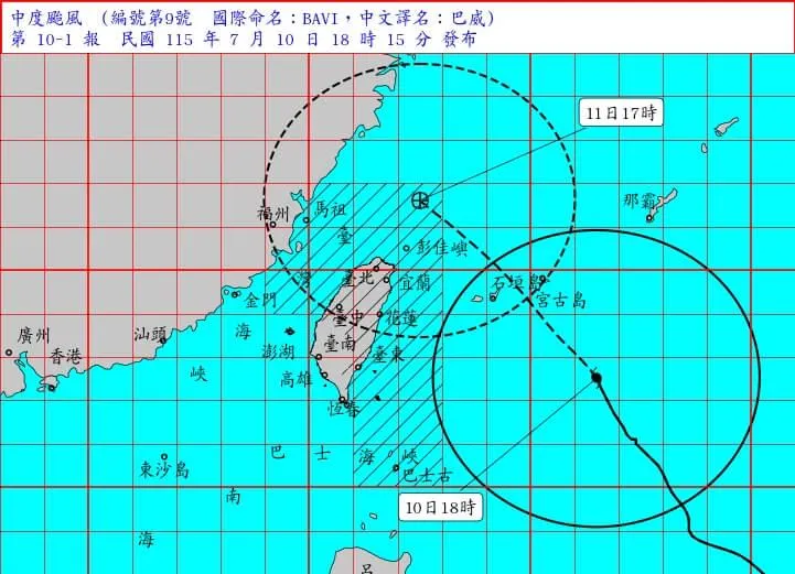 暴風圈深夜襲台！巴威陸警再擴14縣市　最新路徑曝光