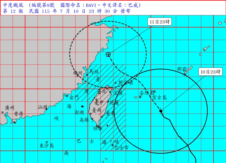 巴威就在家門口！氣象署示警「風雨最劇烈時刻」