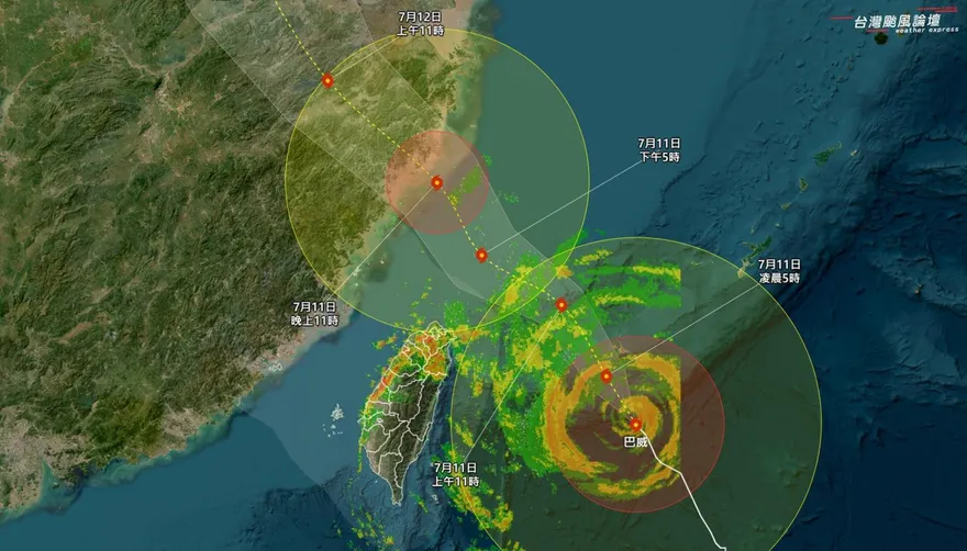 巴威颱風暴風圈將接觸陸地！網友接力回報各地風雨