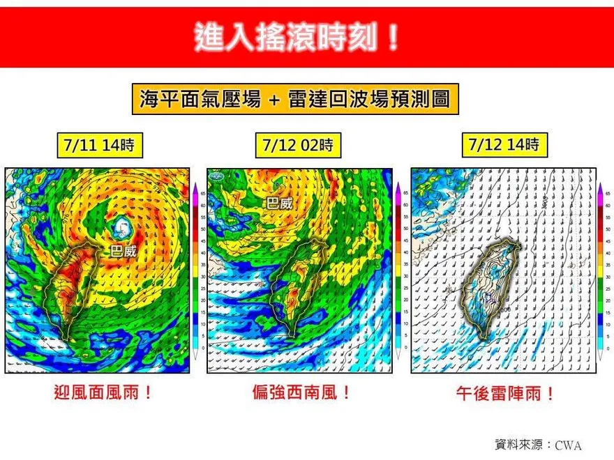 巴威颱風觸陸進入搖滾時刻　專家曝未來降雨3階段
