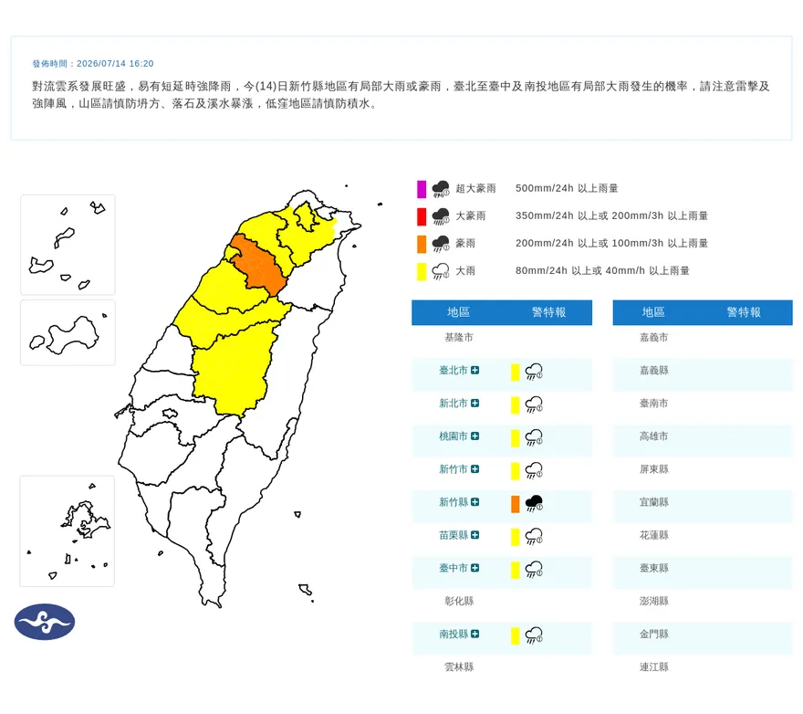 下班帶傘！8縣市豪雨特報　一路下到晚上