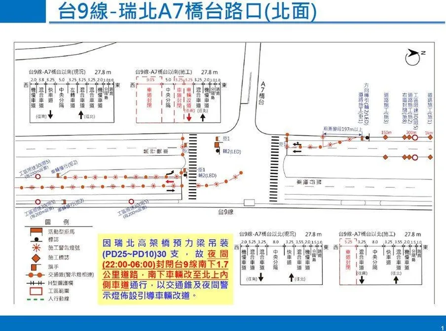 花東雙軌電氣化施工　台9線瑞北段夜間交管延至7/31
