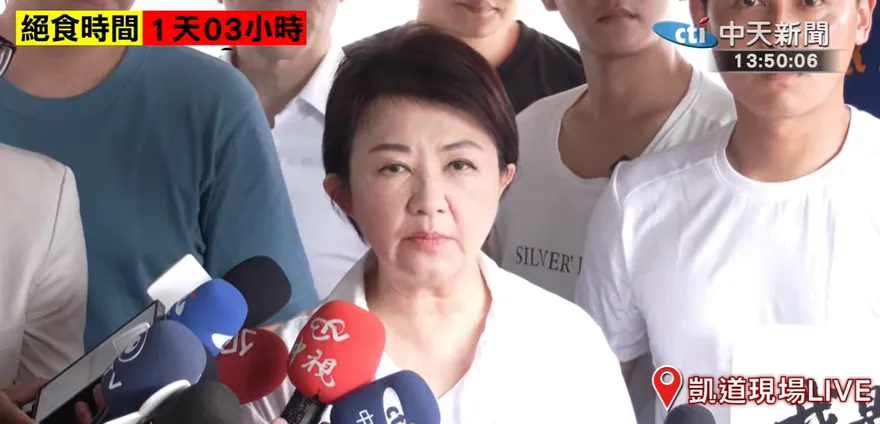 藍營小雞頂高溫絕食抗議！盧秀燕赴凱道擁抱打氣：非常不捨