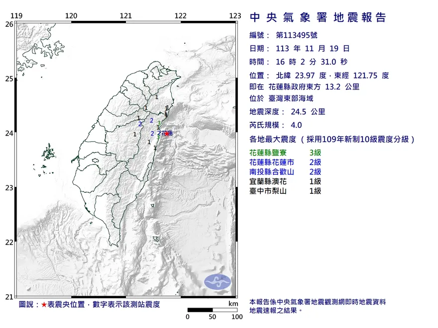 地牛又躁動！「這地區」16:02規模4.0「極淺層地震」　最大震度3級