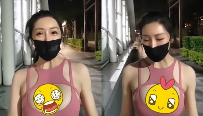 聽故事被晃暈！長腿妹「彎腰扣釦子」雙峰狂抖　甜喊：不照鏡子扣不上…