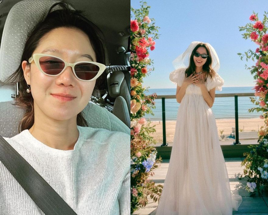 孔曉振親曝婚紗照！長禮服「搭配五彩項鏈、帥氣墨鏡」幸福牽爸媽　網盛讚：不愧是妳