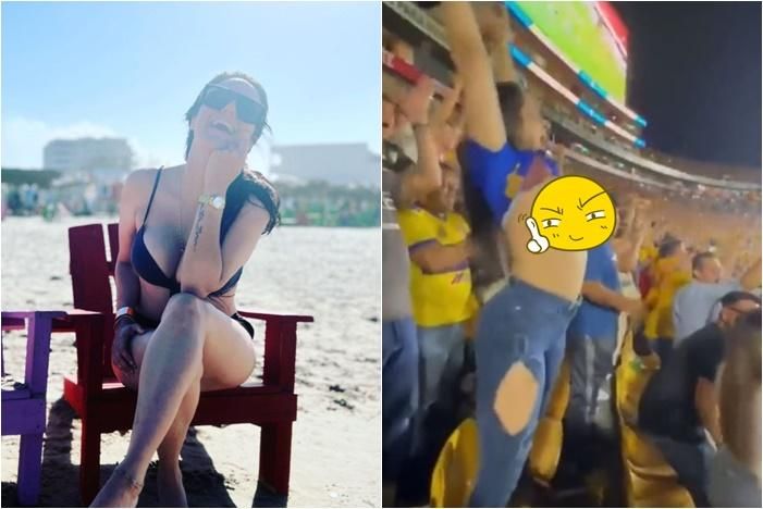 女球迷贏球掀衣「嗨甩車頭燈」！16秒無碼核彈片瘋傳　男觀眾樂翻貼臉搶合照