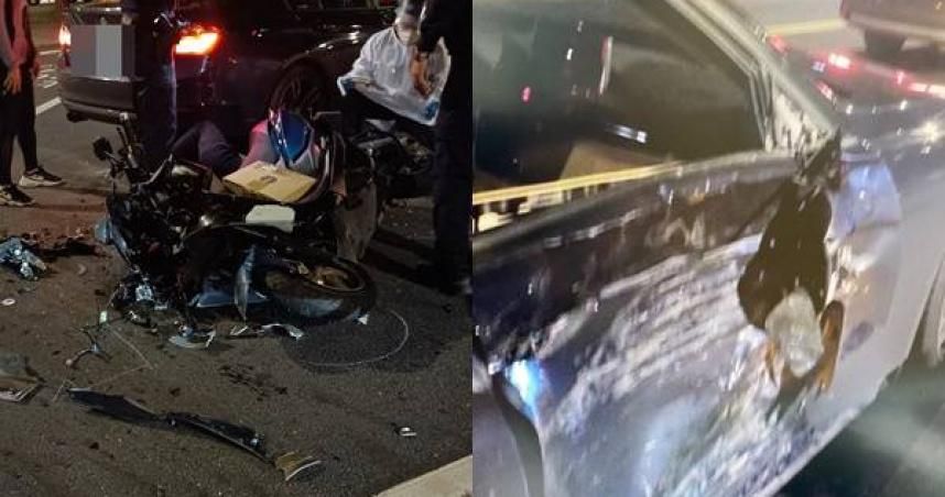 疑女駕駛左轉未注意惹禍！BMW撞爛機車　騎士頭部重創送醫