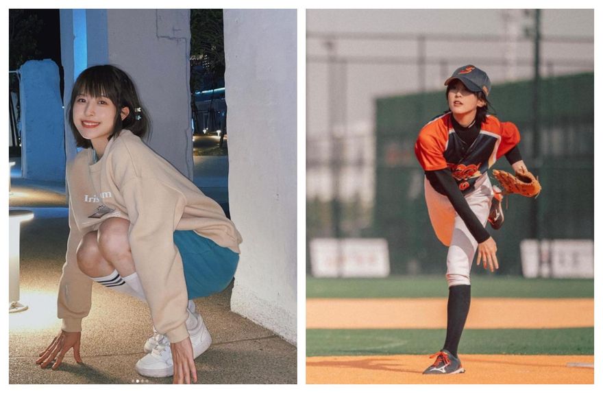 【影】職棒開球預備備？大眼棒球女孩超會催　「98km直球連發」暈翻男粉