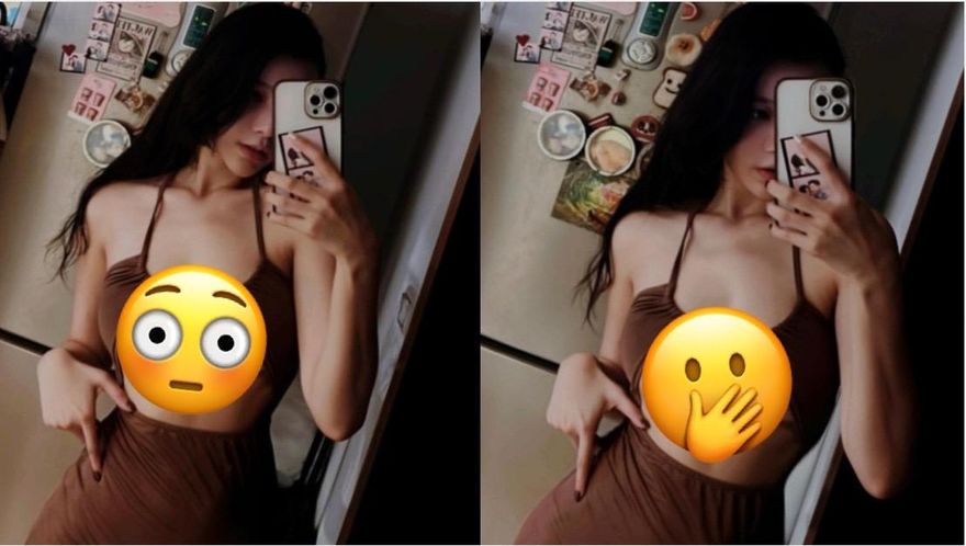 「無名女神」不藏了！穿細肩洋裝自拍　渾圓UU兩片布難遮…邪惡視角全都露
