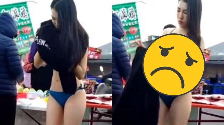 寒流穿比基尼賣芭樂！雲林長髮妹脫了　網友見畫面狂喊好心疼